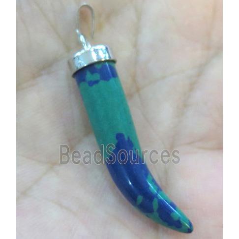 Azurite horn pendant