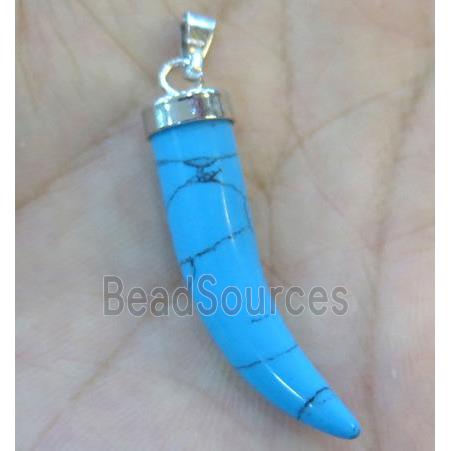 blue turquoise horn pendant