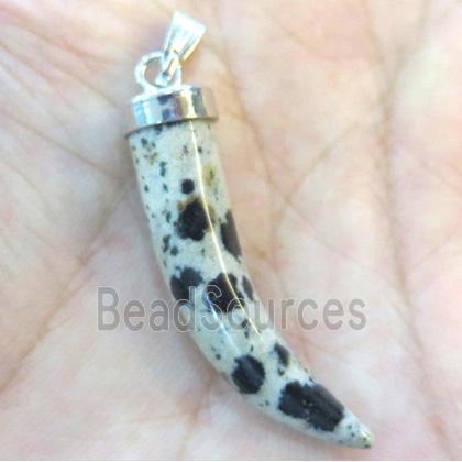 spotted dalmatian jasper horn pendant