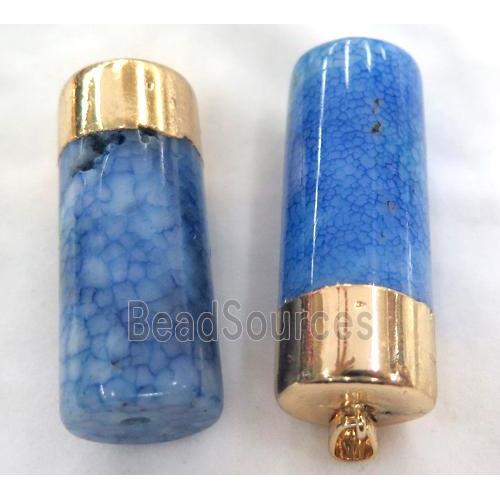 blue dragon veins agate column pendant