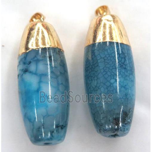 blue agate barrel pendant