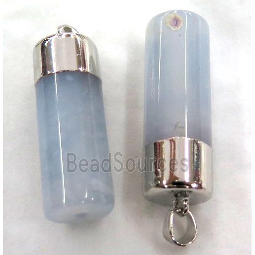 lt.blue Agate column pendant