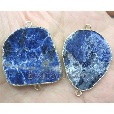 blue sodalite slice connector, flat freeform