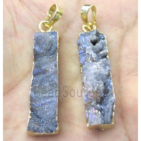 Druzy SunAgate pendant, rectangle, gold plated