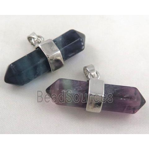 Fluorite bullet pendant, platinum plated