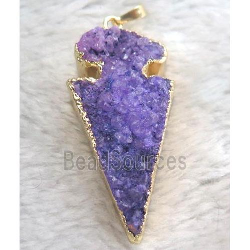 druzy quartz pendant, arrowhead