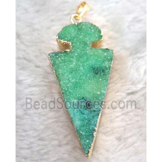 druzy quartz pendant, arrowhead