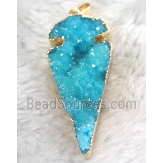 druzy quartz pendant, arrowhead