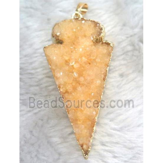 druzy quartz pendant, arrowhead