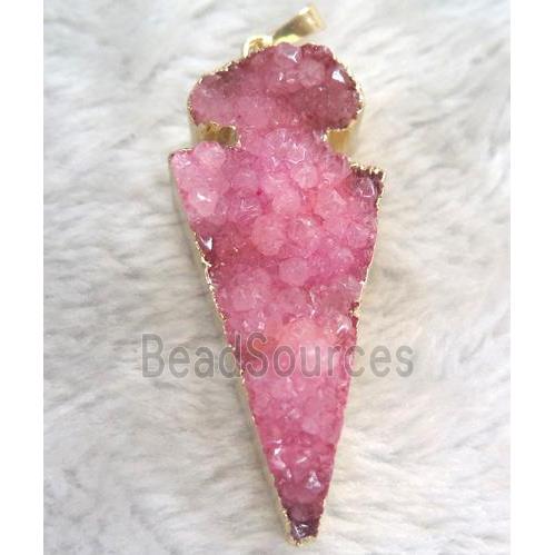 druzy quartz pendant, arrowhead