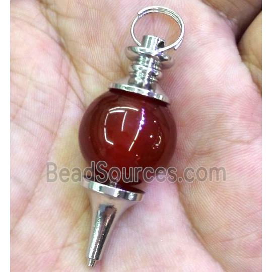 red agate carnelian pendant, platinum plated