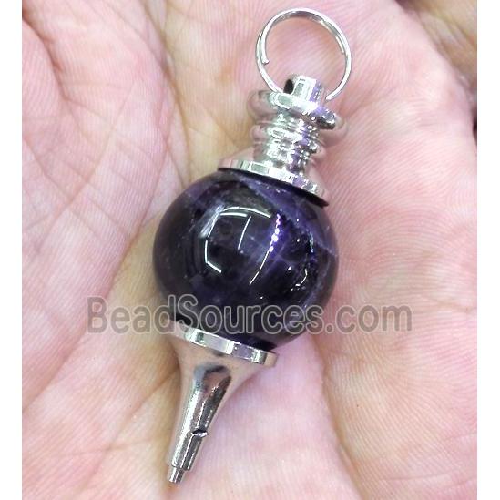 Amethyst pendant, platinum plated