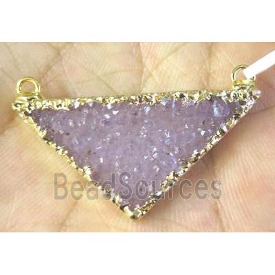 druzy agate triangle pendant, 24K Gold plated