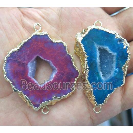 druzy agate connector, flat freeform, mix color