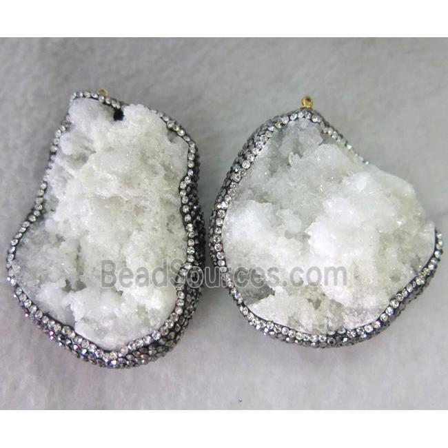 druzy agate bead paved rhinestone, freeform