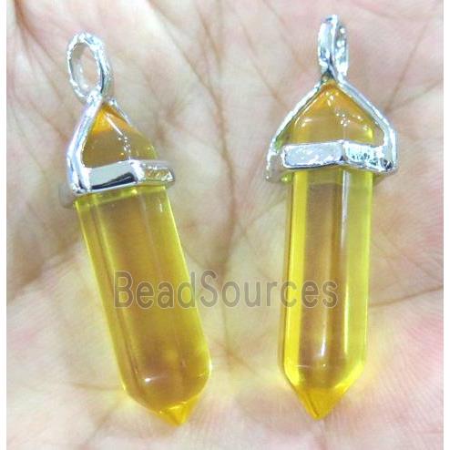 citrine bullet pendant synthetic with yellow crystal