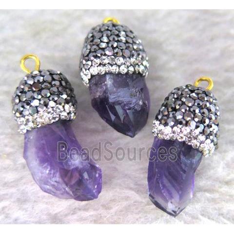 Amethyst pendant paved rhinestone