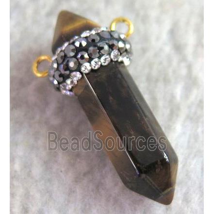 tiger eye stone connector paved rhinestone