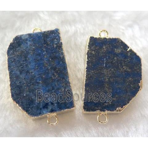 Lapis Lazuli connector, freeform, gold plated