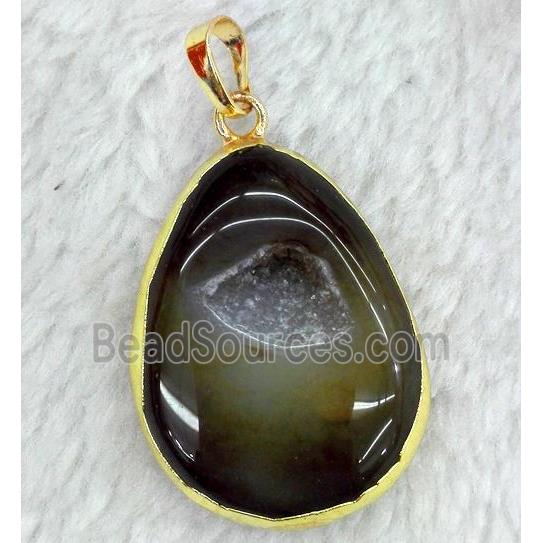 druzy agate pendant, freeform