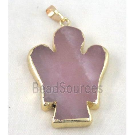 rose quartz pendant, angle, flat