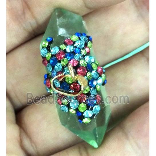 green Fluorite bullet pendant paved rhinestone