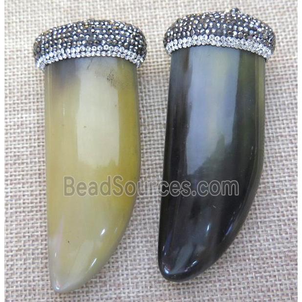 buffalo horn pendant pave rhinestone, mix