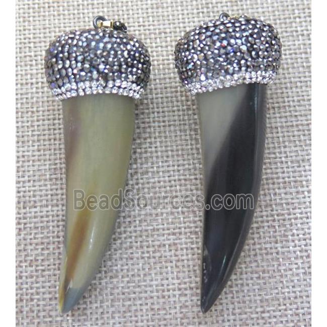 buffalo horn pendant pave rhinestone, mix