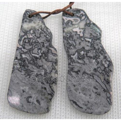 grey Picture Jasper slice pendant, freeform