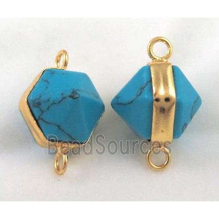 blue turquoise connector, gold plated