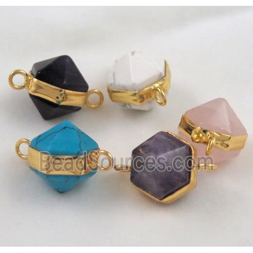 mix gemstone connector, gold plated