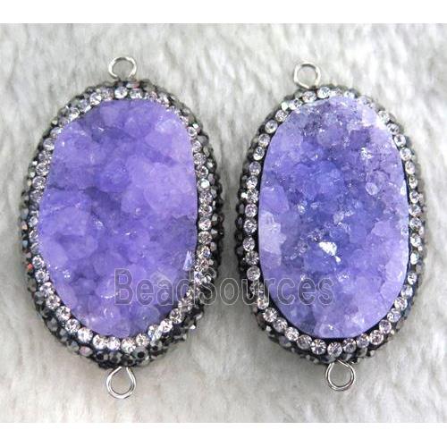 purple Druzy Quartz connector paved rhinestone, freeform