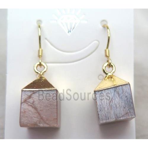 moonstone cube earring, gold plated