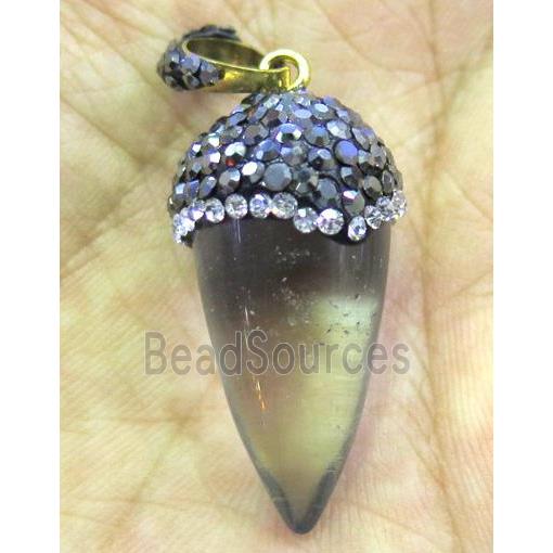 clear quartz bullet pendant paved rhinestone