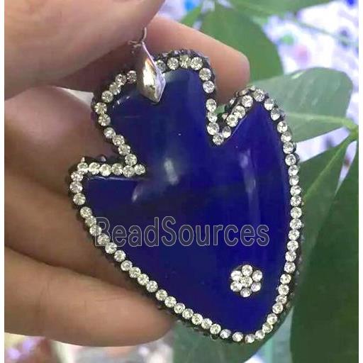 Agate slice pendant paved rhinestone