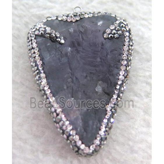 amethyst pendant paved rhinestone, arrowhead