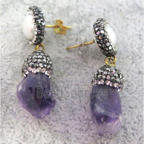 gemstone earring paved rhinestone