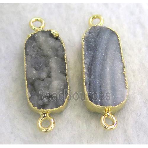 sun agate druzy oval connector, gold plated