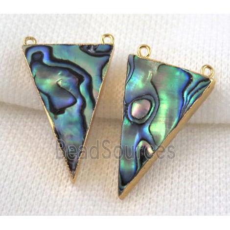 Paua Abalone Shell triangle pendant, gold plated