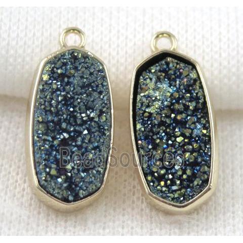 druzy quartz pendant, gold plated