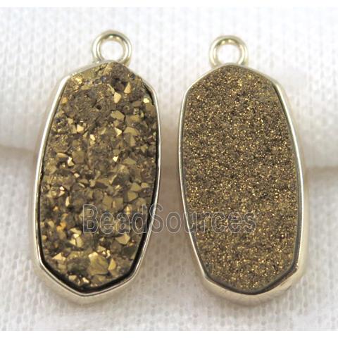 druzy quartz pendant, gold plated