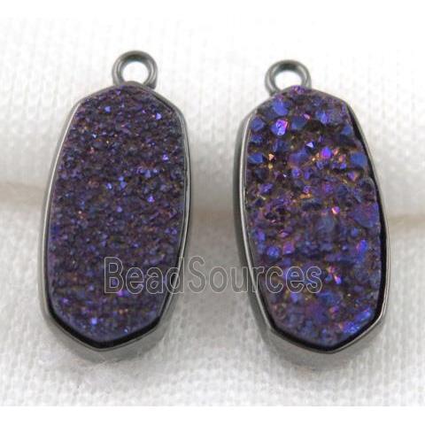 druzy quartz pendant, black