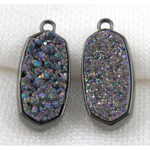 druzy quartz pendant, black