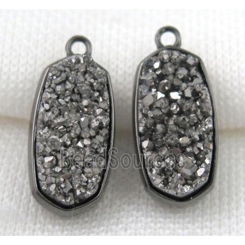 druzy quartz pendant, black