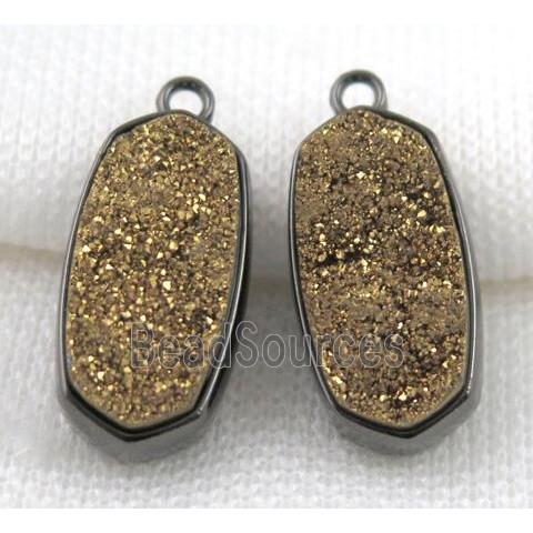 druzy quartz pendant, black