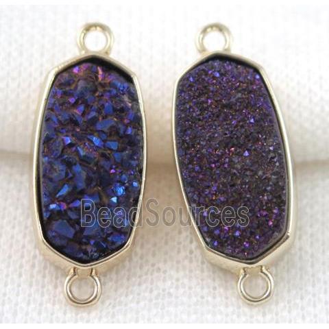 druzy quartz connector, gold plated