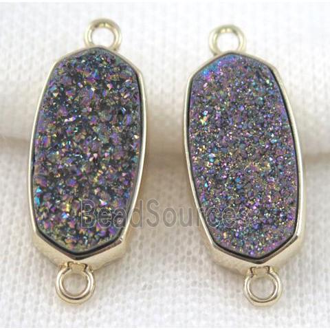 druzy quartz connector, gold plated