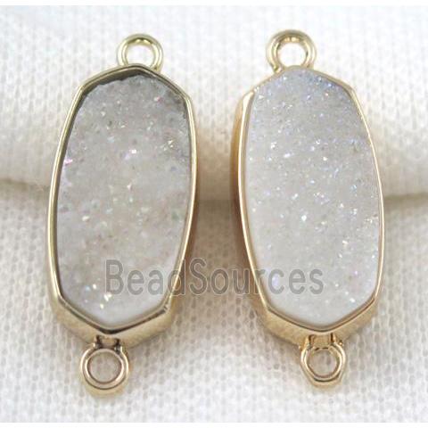 druzy quartz connector, gold plated