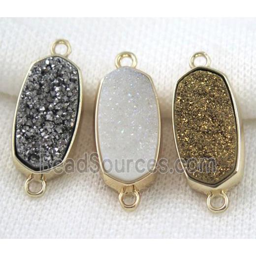 druzy quartz connector, gold plated