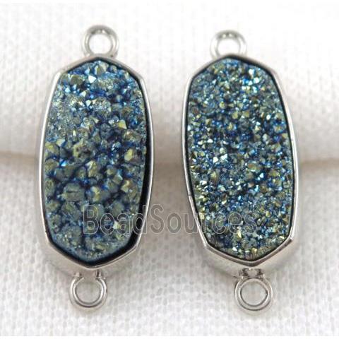 druzy quartz connector, platinum plated